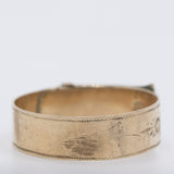 Anello antico a forma di cintura con fibbia in oro giallo 8K con turchese e perline bianche, anni ‘10/‘20