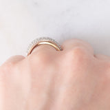 Anello vintage "doppio" in oro giallo e bianco 14K con diamanti (0.80ctw ca.), anni '70