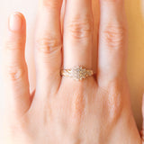 Vintage-Diamant-Blumenring aus 9-karätigem Gelb- und Weißgold (ca. 0.20 ctw), 70er Jahre
