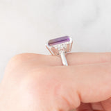 Anello da cocktail vintage in platino con ametrina (7.55ct) e diamanti (0.33ctw), anni ‘80/‘90