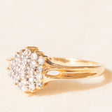 Vintage-Diamant-Blumenring aus 14-karätigem Gelbgold im Brillantschliff (ca. 0.25 ctw), 70er Jahre