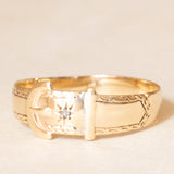 Vintage-Gürtelschnallenring aus 9-karätigem Gelbgold mit Diamant, 1993