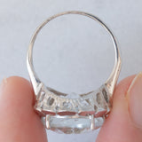Anello da cocktail vintage in oro bianco 14K con acquamarina (10ct ca.), anni ‘80