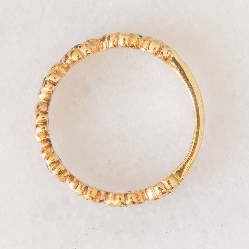 Mezzo eternity vintage in oro giallo 9K con zaffiri (0.36ctw ca.), anno 1983