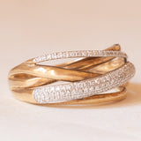 Vintage-Ring aus 9-karätigem Gelb- und Weißgold mit Diamanten (ca. 0.50 ctw), 60er/70er Jahre