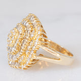 Anello ballerina vintage in oro giallo 14K con diamanti di taglio brillante e tapered (2.20ctw ca.), anni ‘80/‘90