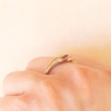 Vintage 9K yellow and white gold ring with rubies (0.20ctw approx.) and diamonds (0.03ctw approx.), 70s/80s