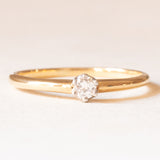 Vintage-Solitär aus 18 Karat Gelb- und Weißgold mit Diamant im Brillantschliff (ca. 0.15 ct), 60er Jahre