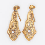 Orecchini vintage in stile Art Déco in oro giallo 18K con diamanti (0.70ctw ca.), anni ‘70/‘80