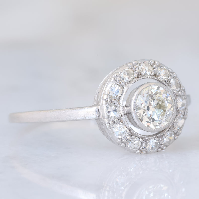 Anello “target” Art Déco in platino con diamanti (0.74ctw ca.), anni ‘20/‘30