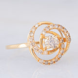 Anello tourbillion in oro giallo 18K con diamanti (0.45ctw), anni ‘80