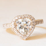 Vintage-Ring aus 14-karätigem Gelbgold mit Aquamarin im Herzschliff (ca. 2.20 ct) und Diamanten im Brillantschliff (ca. 0.22 ctw), 80er/90er Jahre