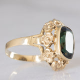 Anello da cocktail vintage in oro giallo 8K con spinello verde (3.80ct ca.), anni ‘70