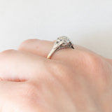 Solitario Art Déco a forma di cuore in oro giallo 18K e platino con diamante (0.03ct ca.), anni ‘20/‘30
