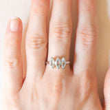 Trilogy moderno in oro bianco 10K con acquamarine di taglio marquise (1ctw ca.), anno 2014