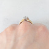 Anel de diamante vintage em ouro amarelo e branco 9K (aprox. 0.20ctw), década de 80