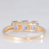 Trilogy vintage in oro giallo 14K con tanzaniti (0.75ctw ca.), anni ‘80