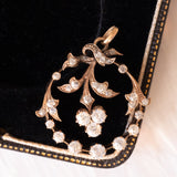 Antique 18K yellow gold pendant with old European cut diamonds (1ctw approx.), early 900s