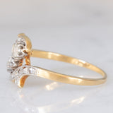 Anello Art Nouveau in oro giallo 14K e argento con diamanti di taglio rosetta (0.26ctw ca.), anni ‘10/‘20