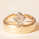 Vintage 9K yellow gold band ring with old European cut diamond (0.10ct approx.), 70s