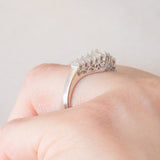 Anello a “V” in platino con diamanti di taglio baguette (0.50ctw), anni ‘70/‘80