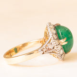 Vintage-Gänseblümchenring aus 14-karätigem Gelb- und Weißgold mit Smaragd (ca. 6 Karat) und Diamanten (ca. 0.85 Karat), 60er Jahre