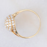 Anello tourbillion vintage in oro giallo 14K e diamanti (1.10ctw ca.), anni '70