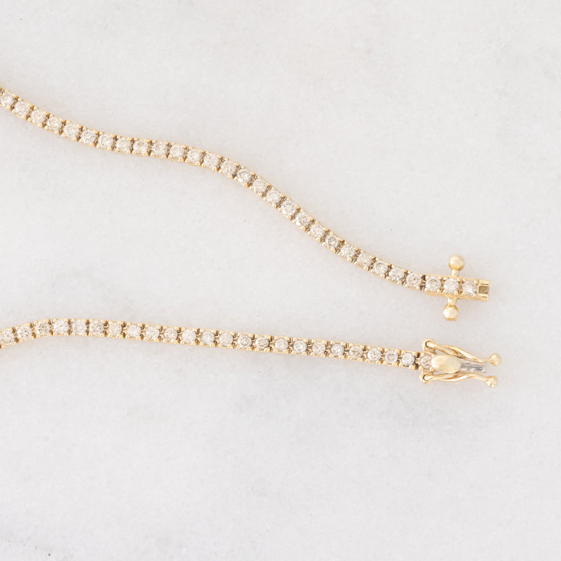 Tennis vintage in oro giallo 14K con diamanti di taglio brillante (1.80ctw ca.), anni ‘90/anni ‘2000