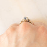 Anello a margherita in oro giallo 9K con zaffiro (0.35ct ca.) e diamanti (0.04ctw ca.), anno 1991