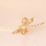 Vintage-Halskette mit Kette aus 9-karätigem Gelbgold und Vintage-Libellenanhänger aus 9-karätigem Gelb- und Weißgold, 90er Jahre