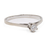 Anello solitario vintage in oro bianco 14k con diamante (0,15ct), anni '70
