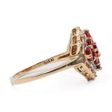 Anello vintage in oro giallo 9k con topazi rossi (1,30ctw)