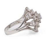 Anello a fiocco di neve vintage in oro bianco 14k con diamanti (2,59ctw), anni '70