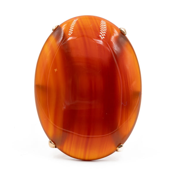 Anello vintage da cocktail in oro giallo 14k con corniola, anni '70