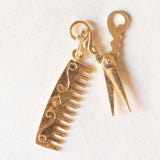 Paar Vintage-Anhänger in Kamm- und Scherenform