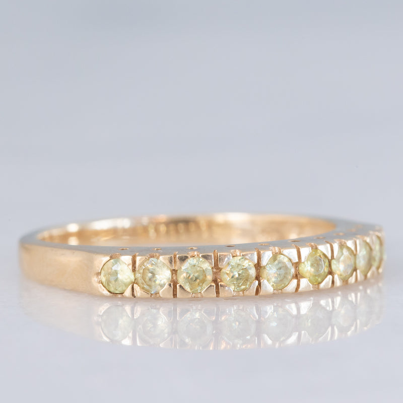 Veretta vintage in oro giallo 9K con peridoti (0.40ctw ca.), anni ‘70/‘80