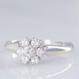 Anello a margherita vintage in oro bianco 14K con diamanti di taglio brillante (0.45ctw ca.)