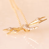 Vintage-Halskette mit Kette aus 9-karätigem Gelbgold und Vintage-Libellenanhänger aus 9-karätigem Gelb- und Weißgold, 90er Jahre
