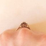 Vintage 9K Yellow Gold Flower Ring with Garnets (0.30ctw approx.)