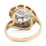 Anello vintage tourbillon in oro bicolore 14k con diamanti (0,26ctw), anni '70