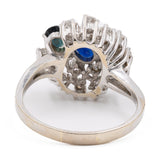 *RESERVADO* Anel vintage em ouro branco 14K com safiras e diamantes (aprox. 0.80ctw), década de 60