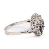 *RESERVADO* Anel vintage em ouro branco 14K com safiras e diamantes (aprox. 0.80ctw), década de 60