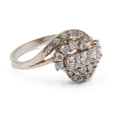 Anello vintage in oro bianco 14K e diamanti (0.55ctw), anni '60