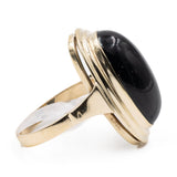 Anello da cocktail vintage in oro giallo 8K con onice, anni '70