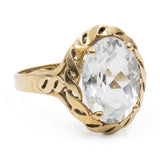 Anello vintage in oro giallo 14k con acquamarina (5,50ct), anni '70