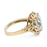 Anello vintage in oro giallo 14k con acquamarina (5,50ct), anni '70