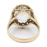 Anello vintage in oro giallo 14k con acquamarina (5,50ct), anni '70