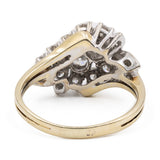 Anello vintage in oro giallo e bianco 14K con diamanti di taglio brillante (1ctw ca.), anni '70