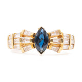 Anello vintage in oro giallo 18k con zaffiro (0,61ct) e diamanti (0,84ctw)
