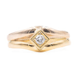 Anello vintage in oro giallo e rosa 8k con diamante (0.15ct)